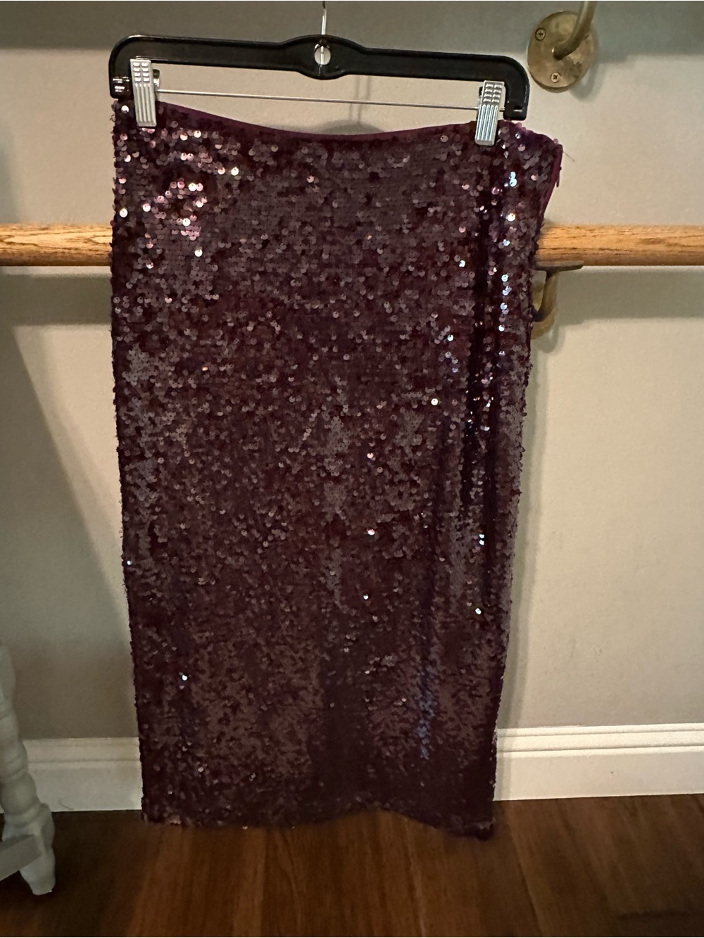 LOFT Plum Sequin Pencil Skirt